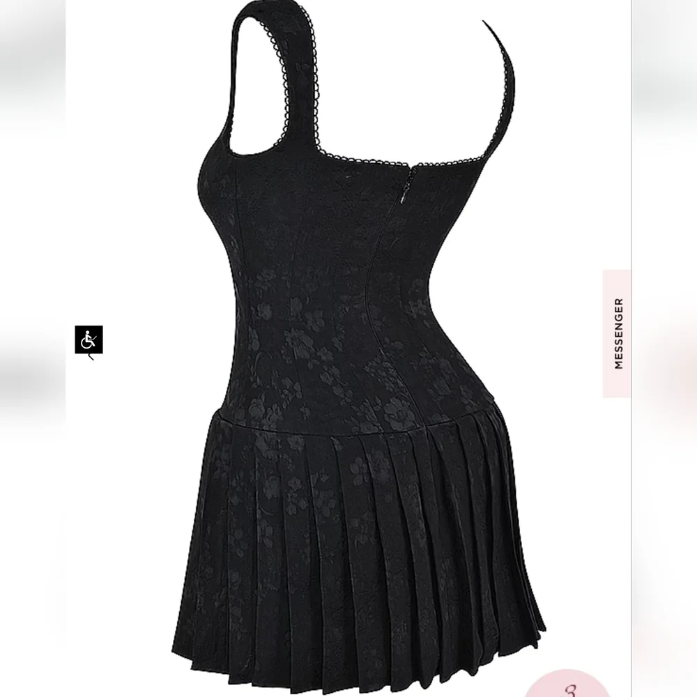 ***1 Left***House of CB Talia Black Pleated Mini Dress - Picture 13 of 16